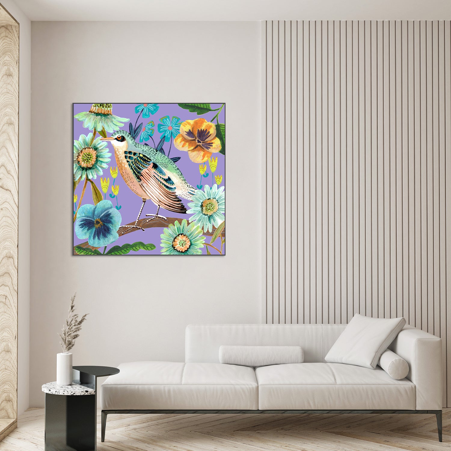 wall-art-print-canvas-poster-framed-Bird and Flowers, Style C-8