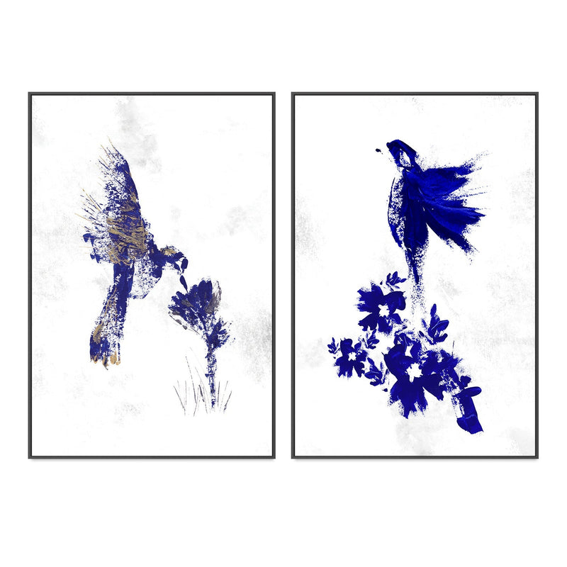 wall-art-print-canvas-poster-framed-Bird Flutter, Style A & B, Set Of 2 , By Danushka Abeygoda-GIOIA-WALL-ART