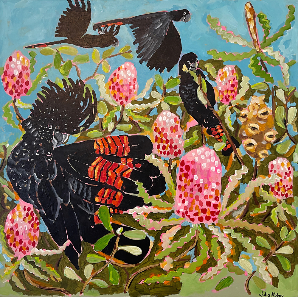 wall-art-print-canvas-poster-framed-Birds And Banksias , By Julia Abbey-1