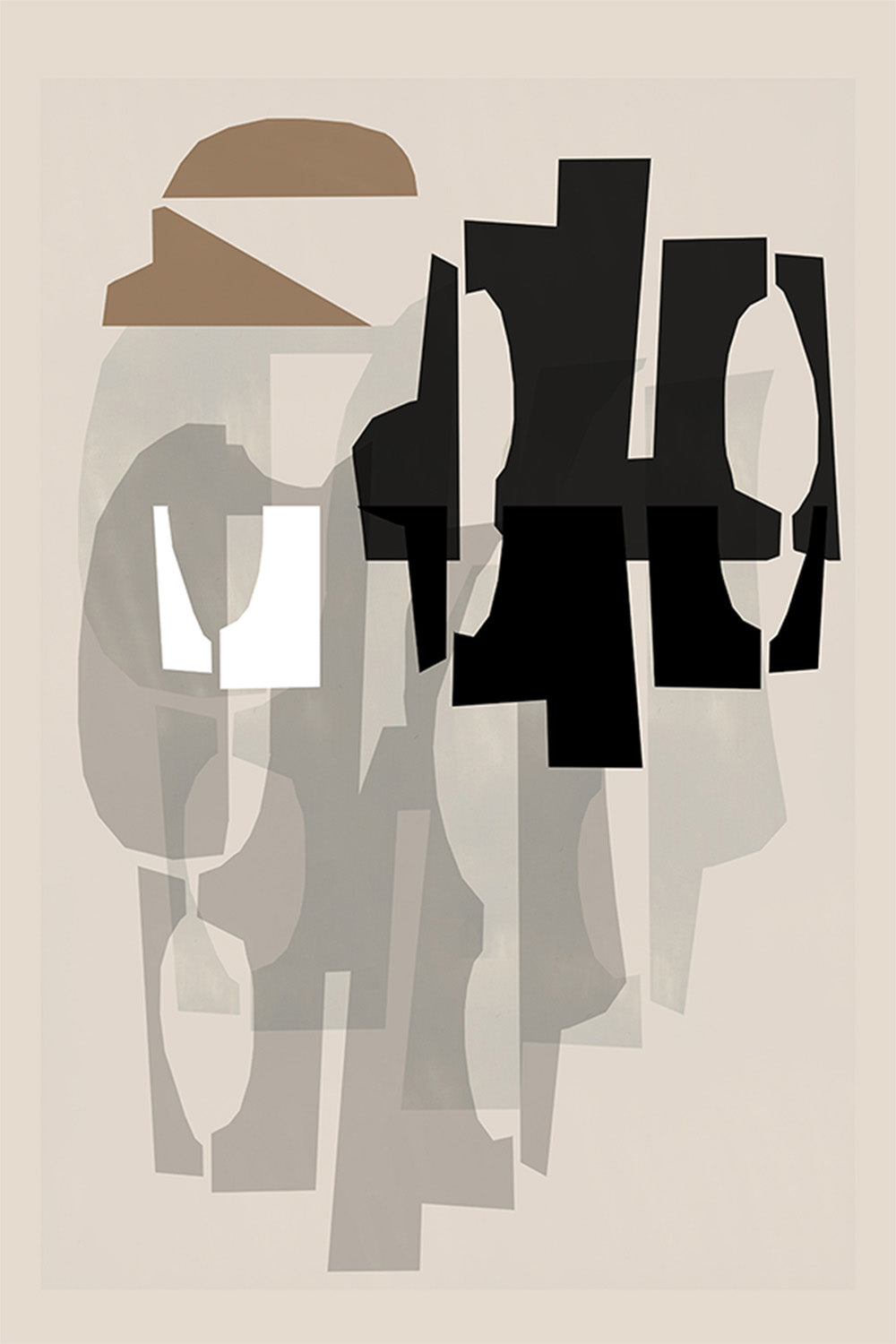 wall-art-print-canvas-poster-framed-Black and White and Brown Relief, Style A-1