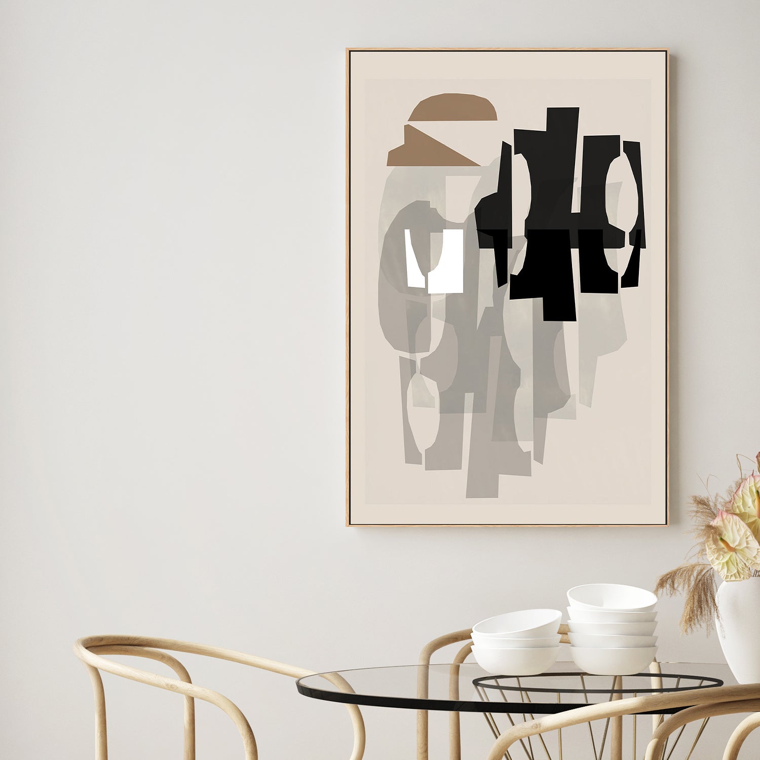 wall-art-print-canvas-poster-framed-Black and White and Brown Relief, Style A-2