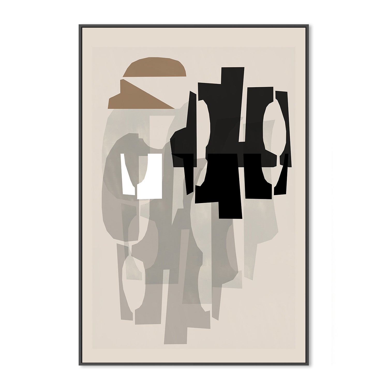 wall-art-print-canvas-poster-framed-Black and White and Brown Relief, Style A-3