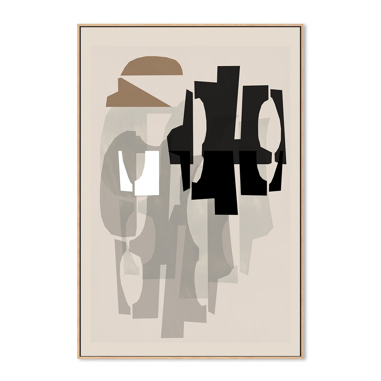 wall-art-print-canvas-poster-framed-Black and White and Brown Relief, Style A-4