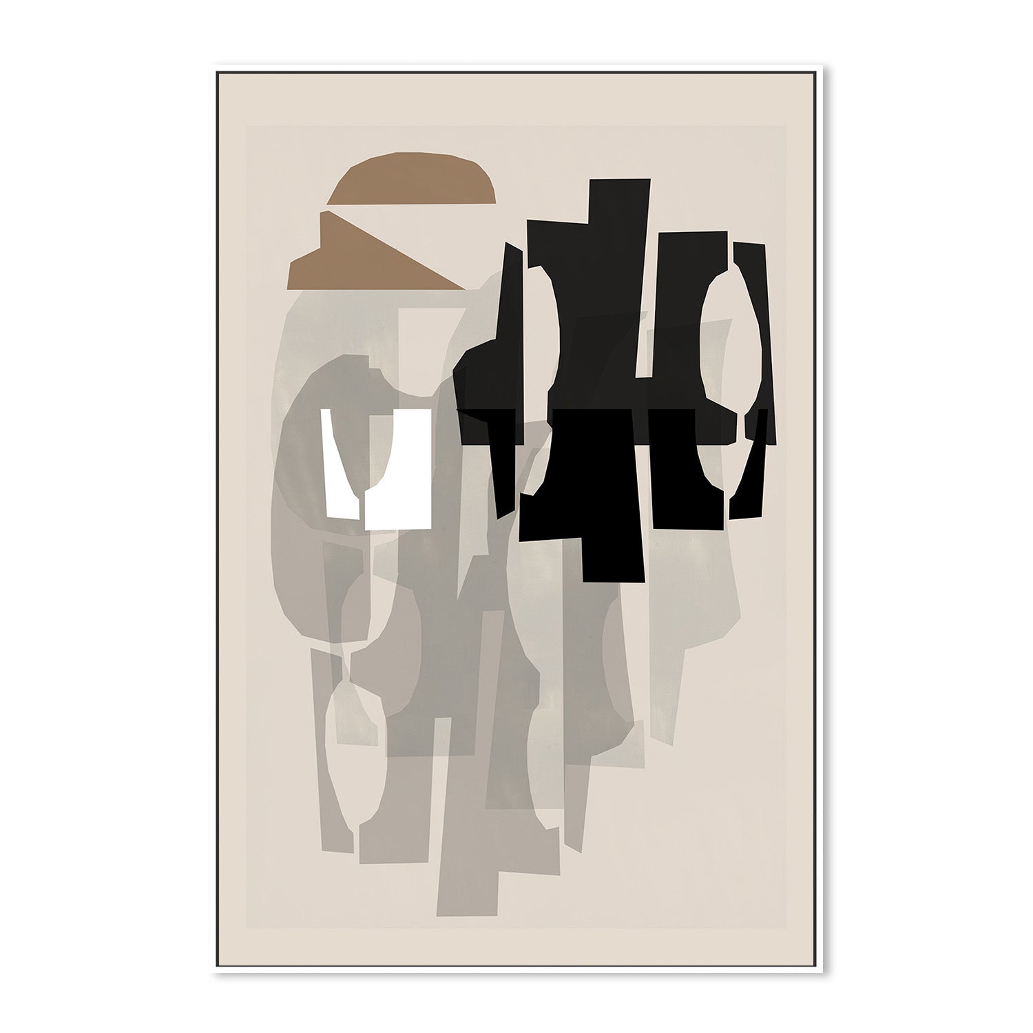 wall-art-print-canvas-poster-framed-Black and White and Brown Relief, Style A-5