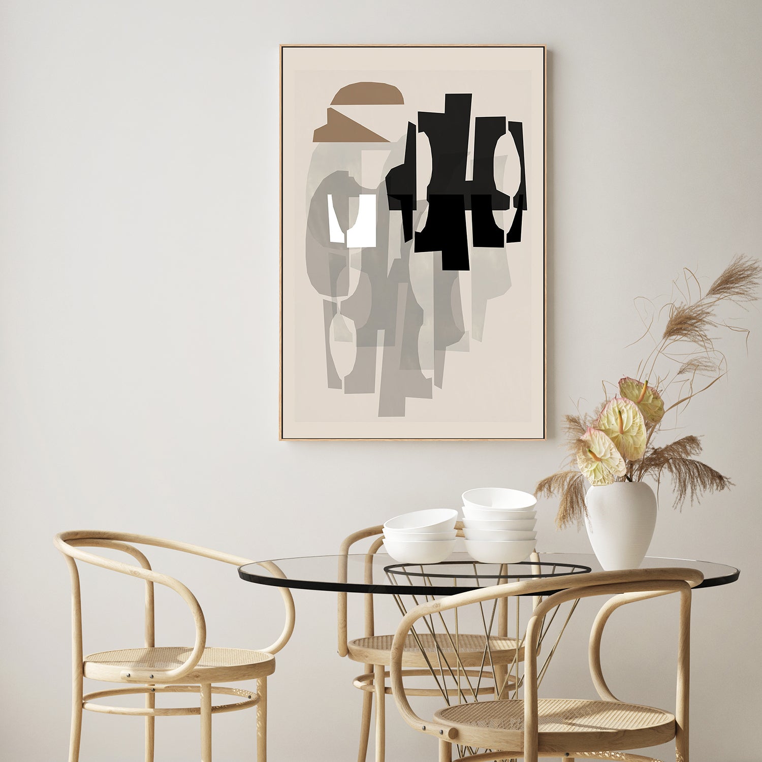 wall-art-print-canvas-poster-framed-Black and White and Brown Relief, Style A-7