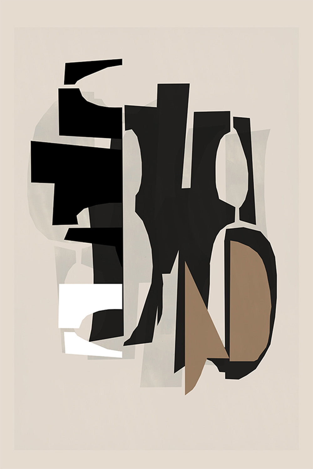 wall-art-print-canvas-poster-framed-Black and White and Brown Relief , Style B-1