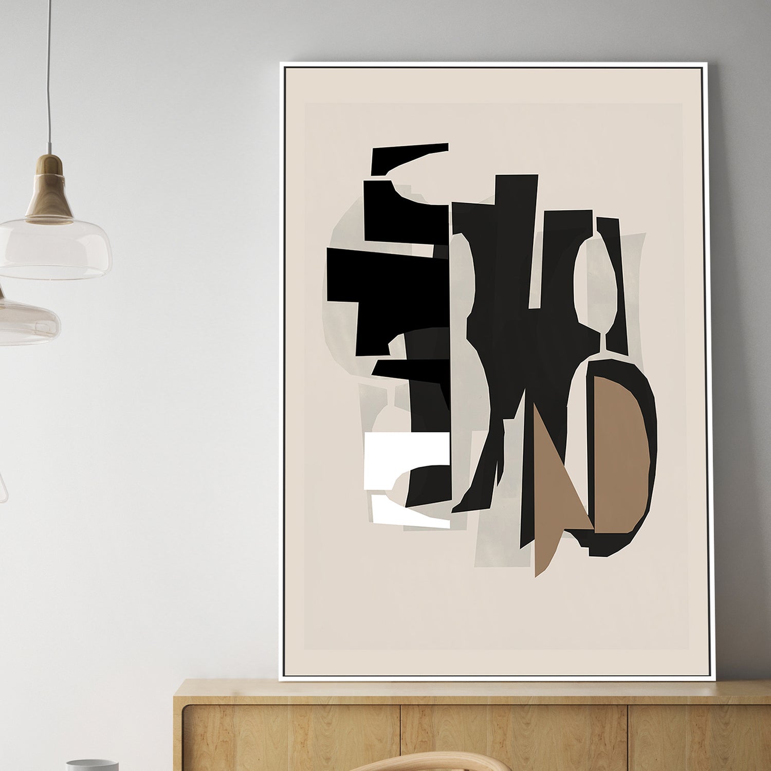 wall-art-print-canvas-poster-framed-Black and White and Brown Relief , Style B-2