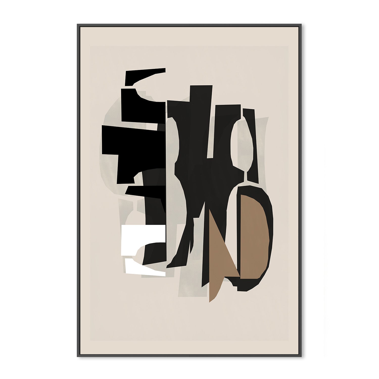 wall-art-print-canvas-poster-framed-Black and White and Brown Relief , Style B-3