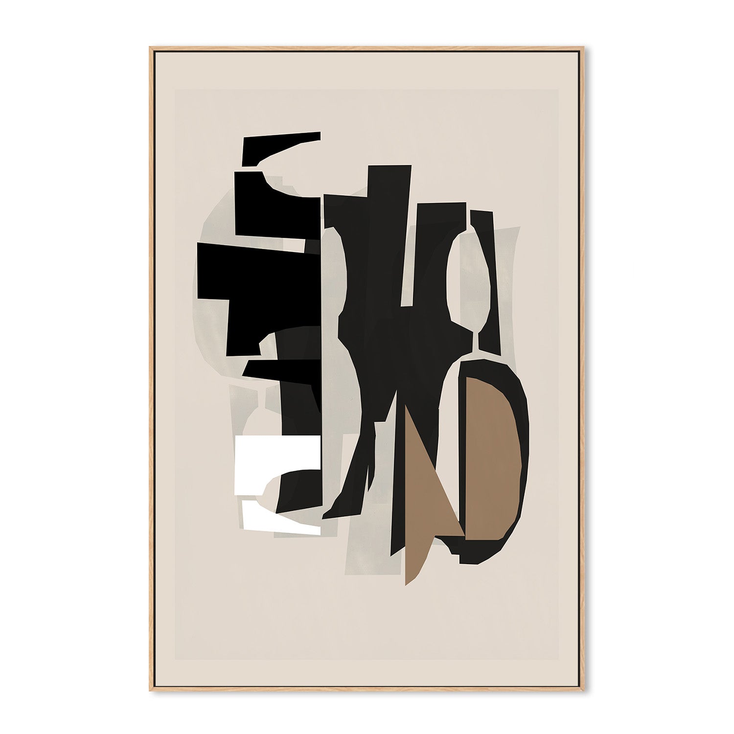 wall-art-print-canvas-poster-framed-Black and White and Brown Relief , Style B-4