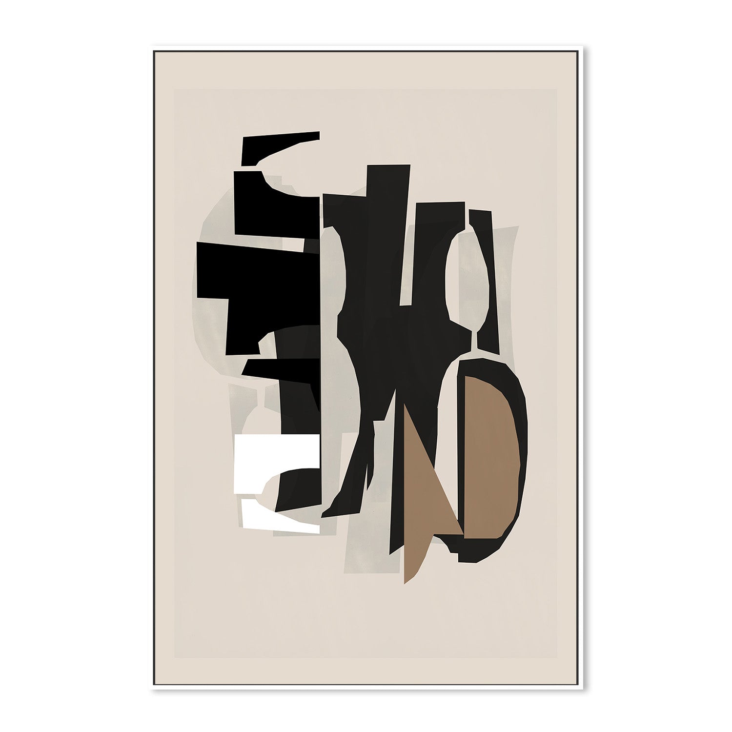 wall-art-print-canvas-poster-framed-Black and White and Brown Relief , Style B-5