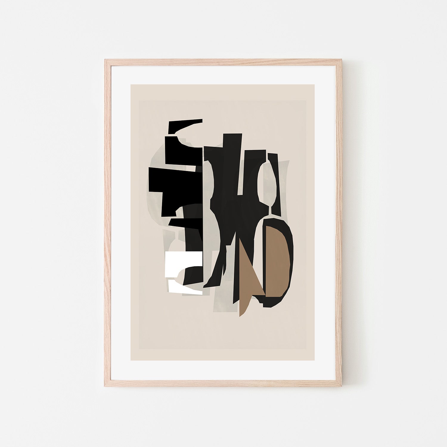 wall-art-print-canvas-poster-framed-Black and White and Brown Relief , Style B-6