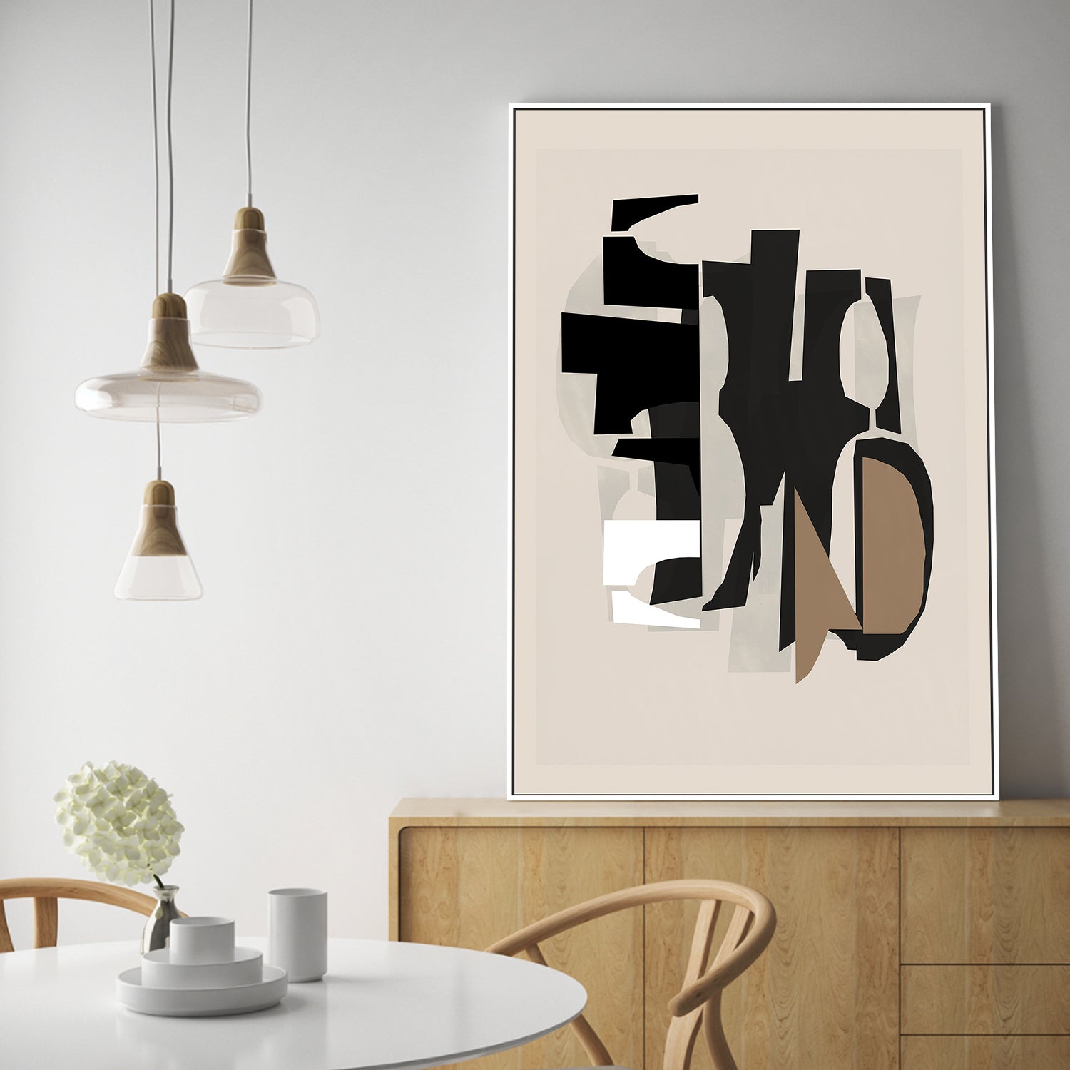 wall-art-print-canvas-poster-framed-Black and White and Brown Relief , Style B-7
