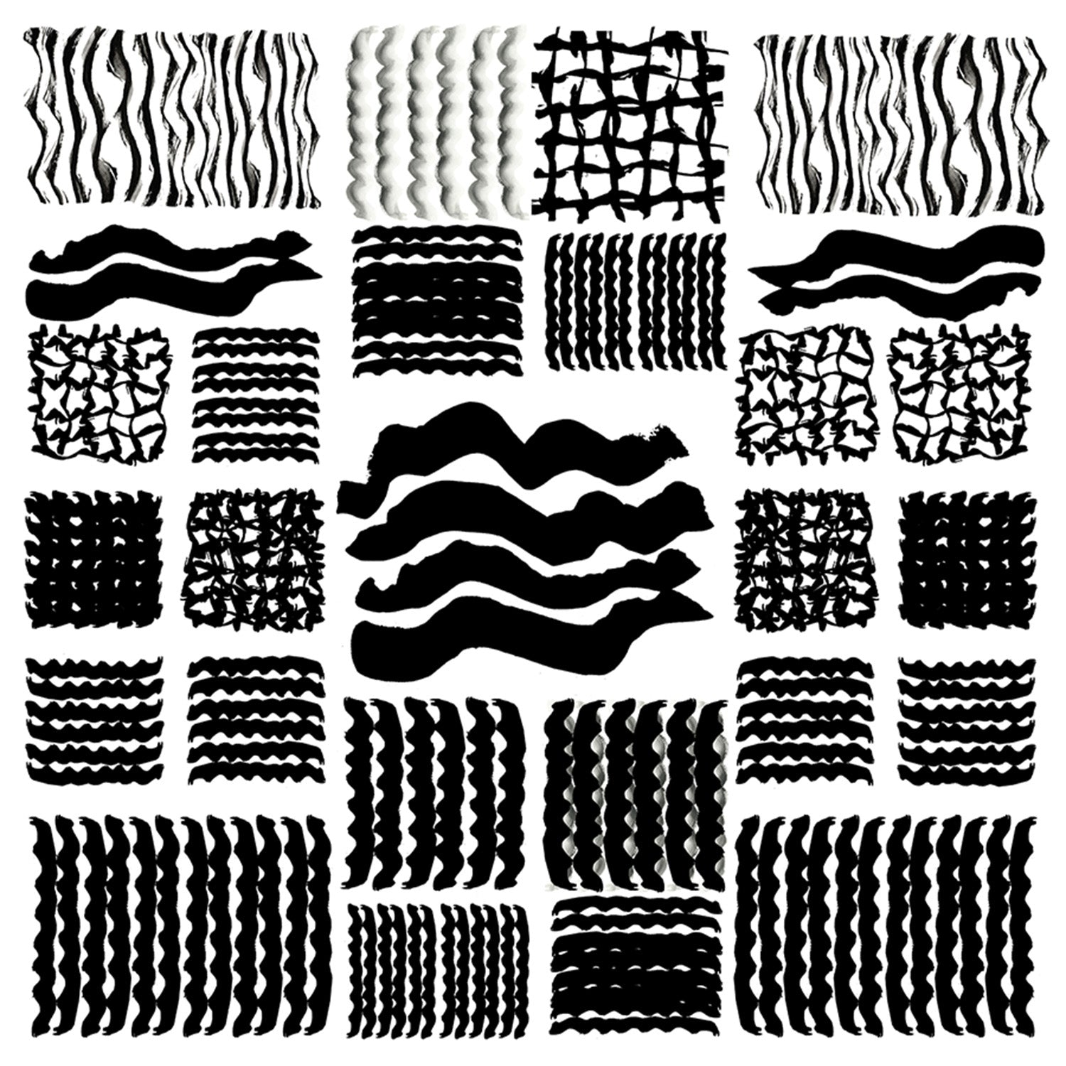 wall-art-print-canvas-poster-framed-Black and White Squiggle Grid, Style A-1