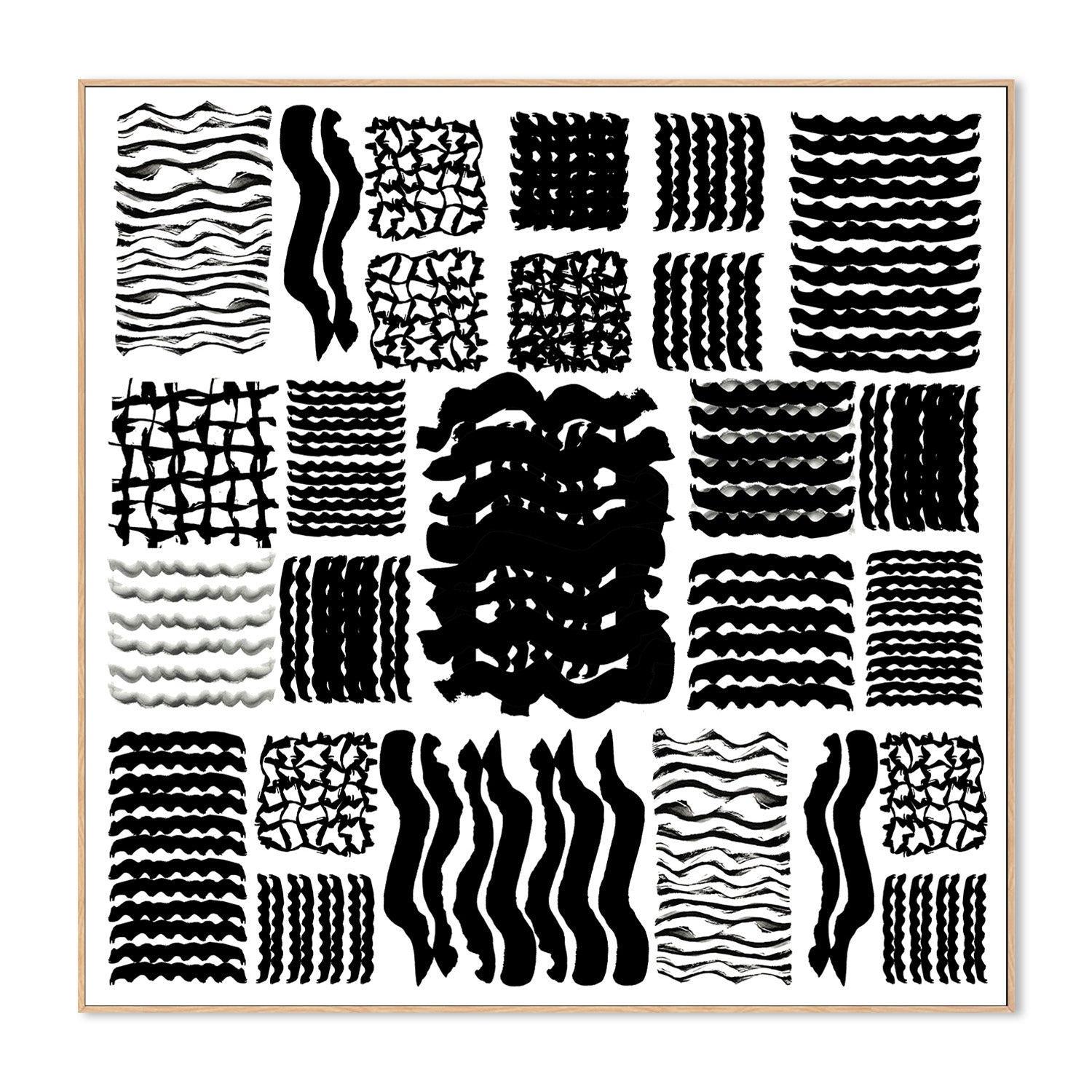 wall-art-print-canvas-poster-framed-Black and White Squiggle Grid, Style B-4