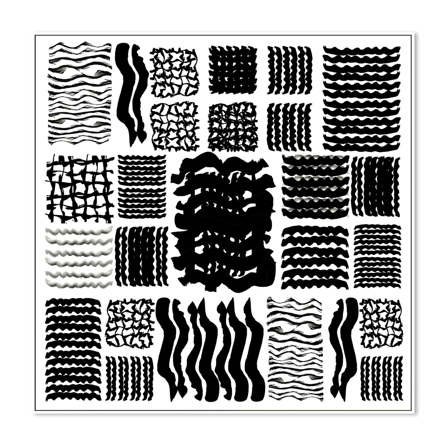 wall-art-print-canvas-poster-framed-Black and White Squiggle Grid, Style B-5