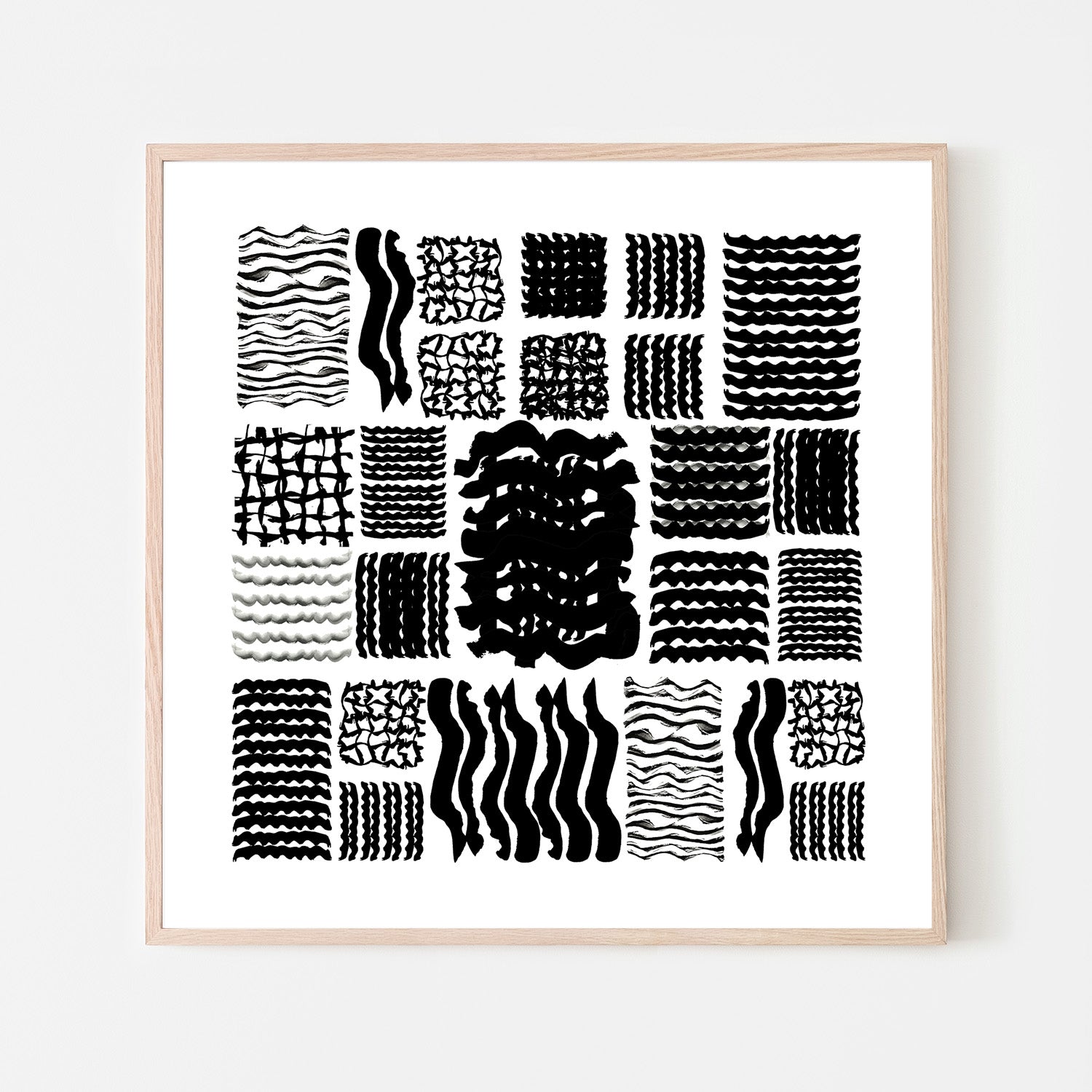 wall-art-print-canvas-poster-framed-Black and White Squiggle Grid, Style B-6