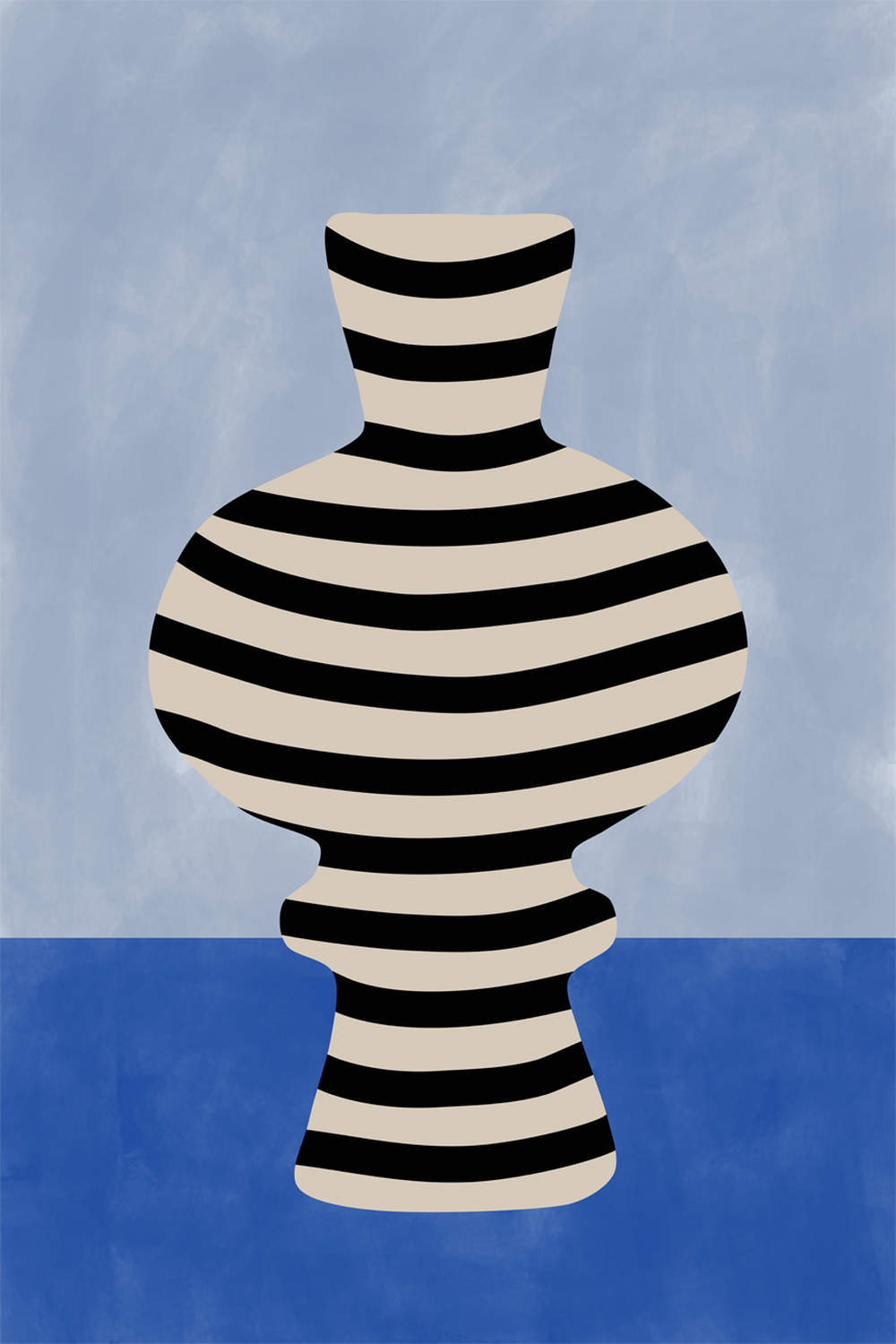 wall-art-print-canvas-poster-framed-Black And White Striped Vase , By Elena Ristova-GIOIA-WALL-ART
