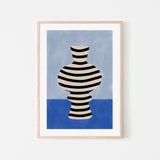 wall-art-print-canvas-poster-framed-Black And White Striped Vase , By Elena Ristova-GIOIA-WALL-ART