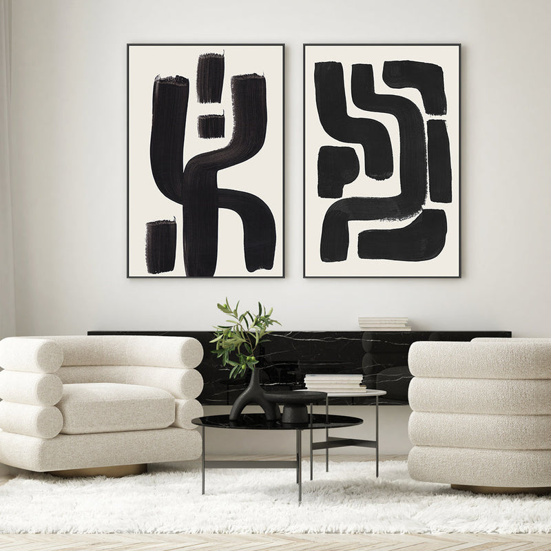 wall-art-print-canvas-poster-framed-Black Maze, Set Of 2 , By Ejaaz Haniff-GIOIA-WALL-ART