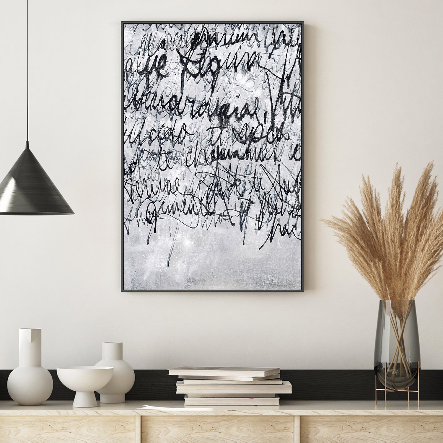 wall-art-print-canvas-poster-framed-Black Script With Border , By Gianna Summa-2