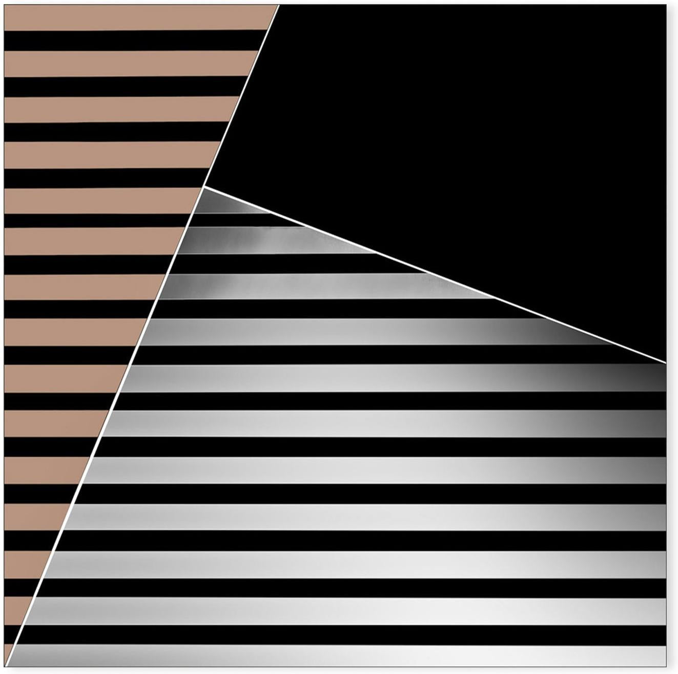 wall-art-print-canvas-poster-framed-Black, White And Brown Abstract Geometry , By Gilbert Claes-GIOIA-WALL-ART