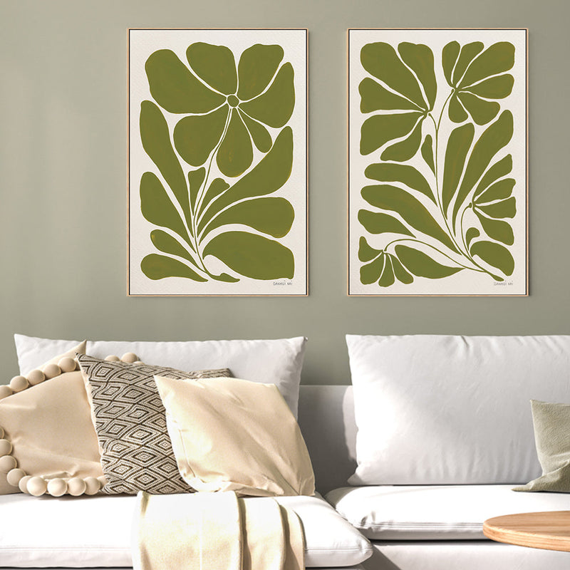 wall-art-print-canvas-poster-framed-Blooming Joy Green, Style A & Style B, Set Of 2 , By Danhui Nai-GIOIA-WALL-ART