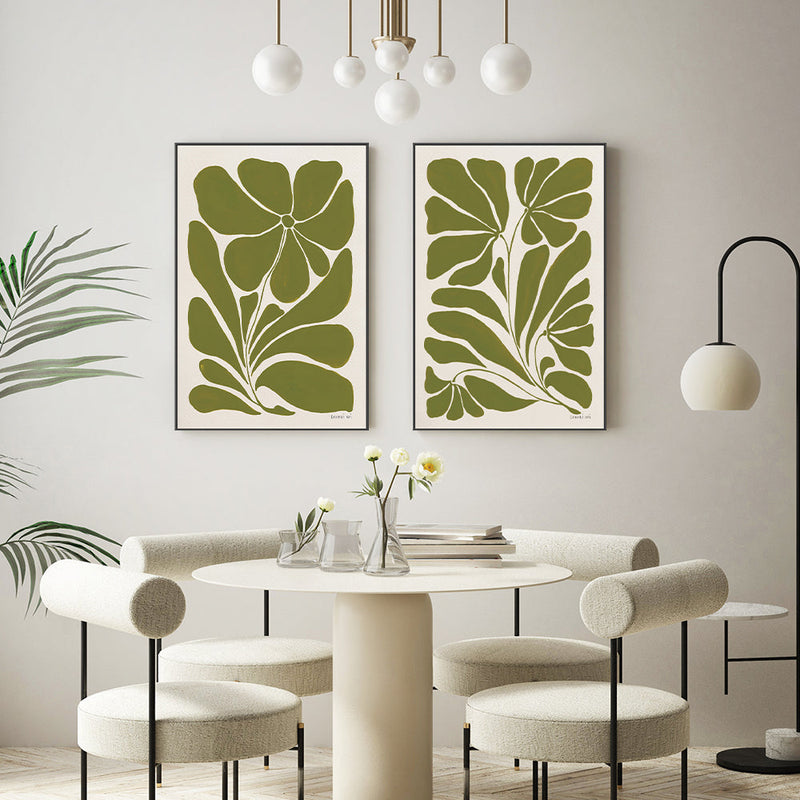 wall-art-print-canvas-poster-framed-Blooming Joy Green, Style A & Style B, Set Of 2 , By Danhui Nai-GIOIA-WALL-ART