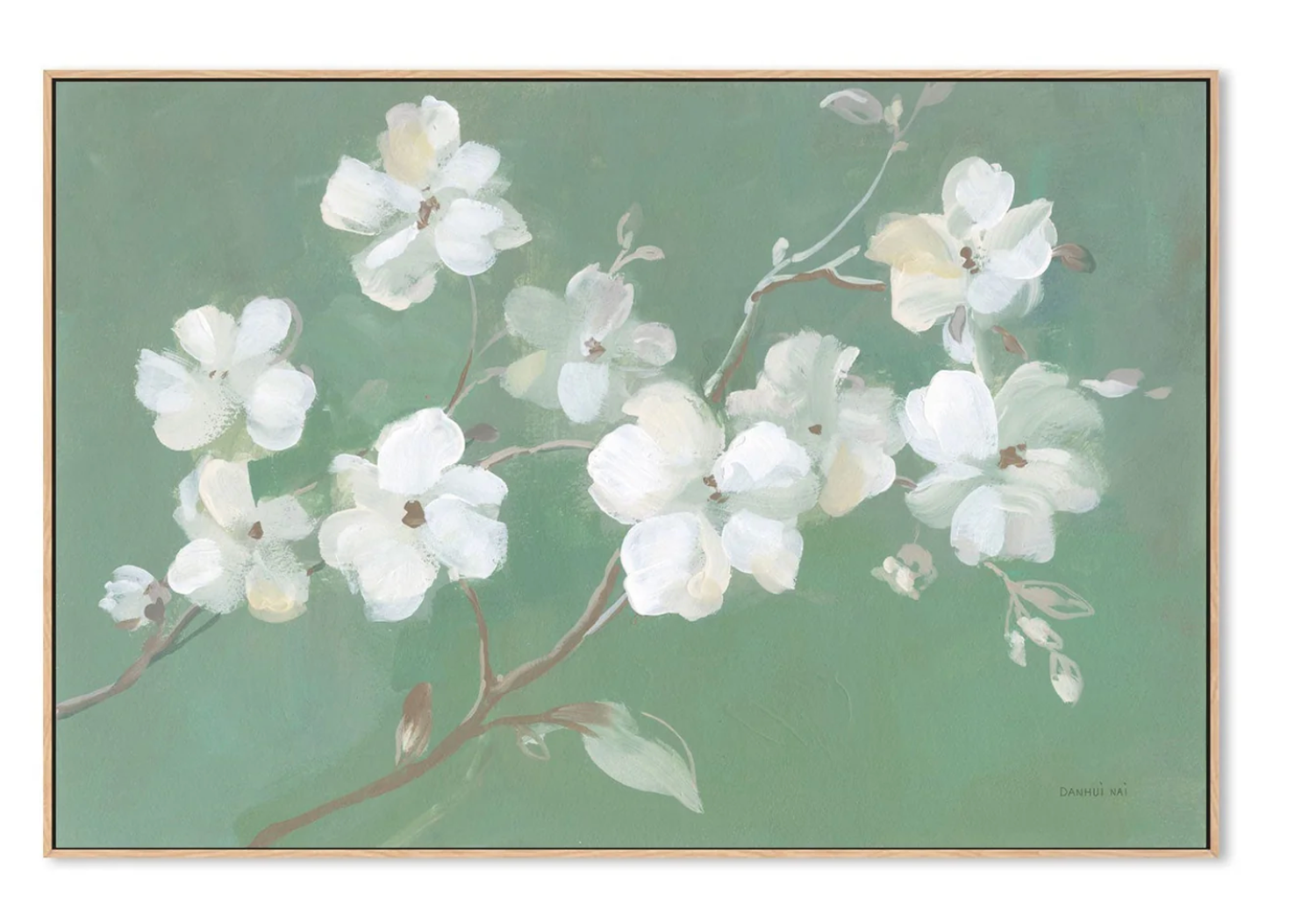 wall-art-print-canvas-poster-framed-BLOSSOMS ON SAGE , BY DANHUI NAI OAK FRAMED CANVAS 80x120cm-1