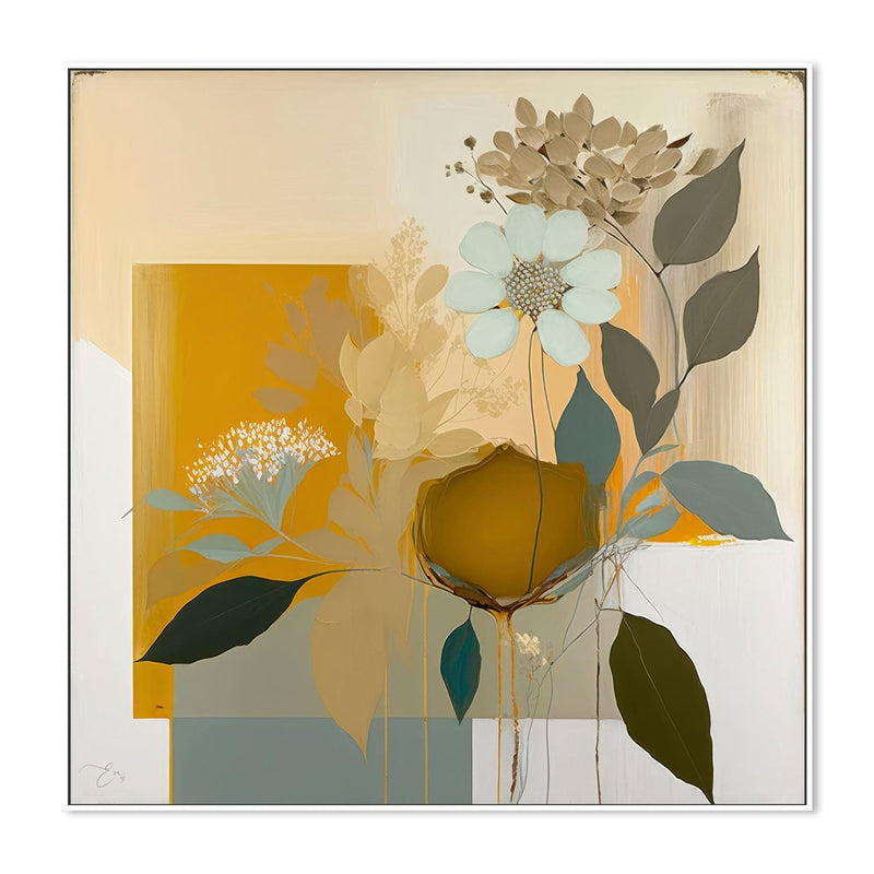 wall-art-print-canvas-poster-framed-Blue And Mustard Botanicals, Style B , By Bella Eve-GIOIA-WALL-ART