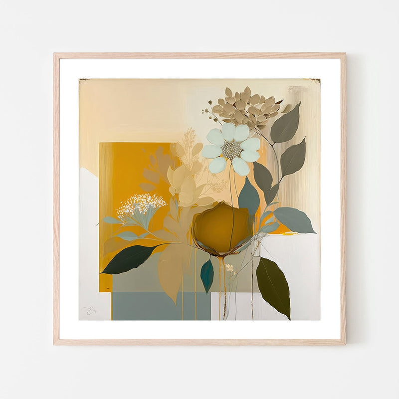 wall-art-print-canvas-poster-framed-Blue And Mustard Botanicals, Style B , By Bella Eve-GIOIA-WALL-ART