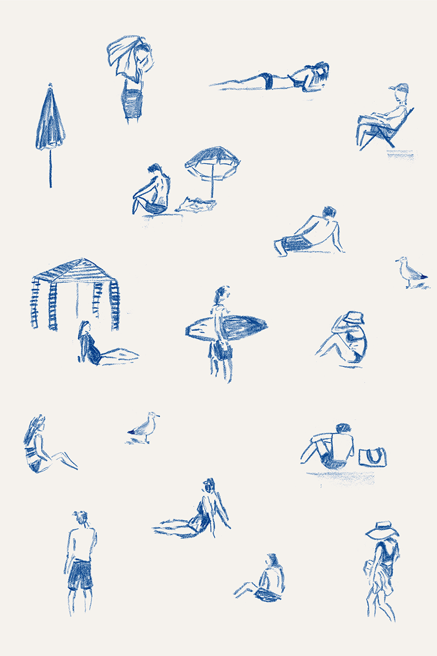 wall-art-print-canvas-poster-framed-Blue Beach People Portrait , By Cass Deller-1