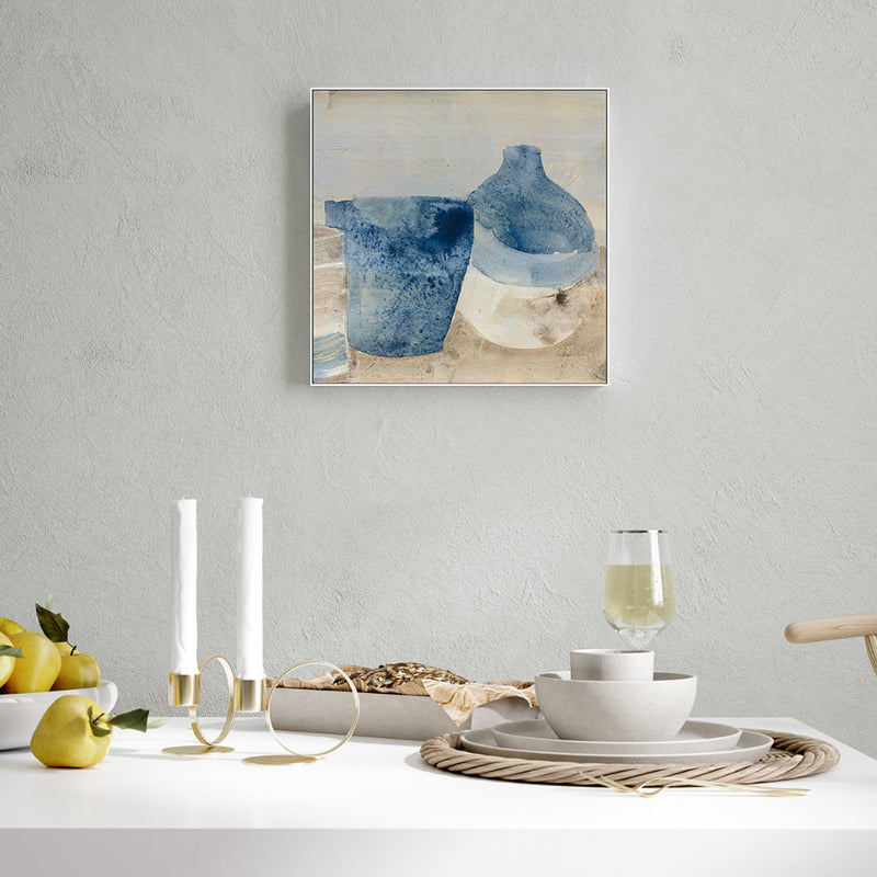 wall-art-print-canvas-poster-framed-Blue Ceramic Pots, Style A , By Albena Hristova-GIOIA-WALL-ART