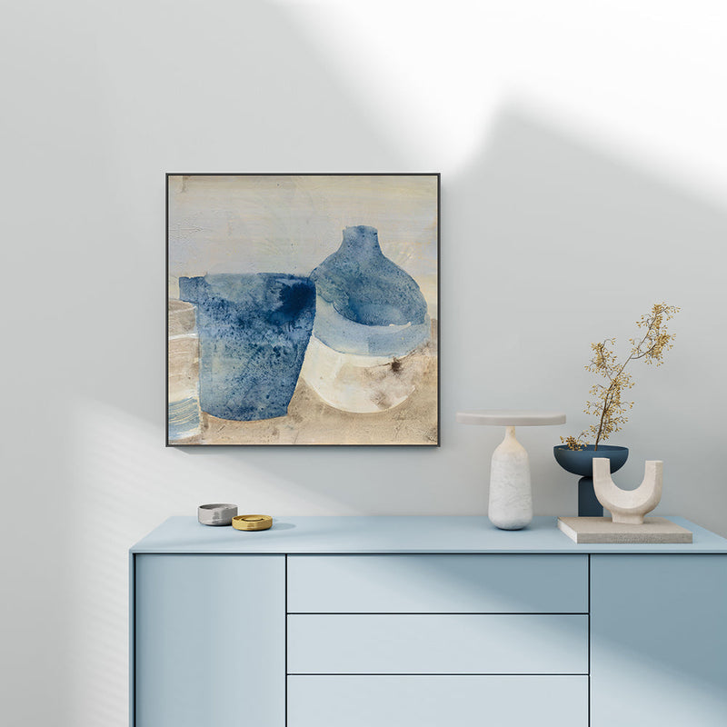 wall-art-print-canvas-poster-framed-Blue Ceramic Pots, Style A , By Albena Hristova-GIOIA-WALL-ART