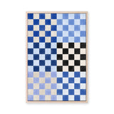 wall-art-print-canvas-poster-framed-Blue Checkered Pattern , By Elena Ristova-GIOIA-WALL-ART