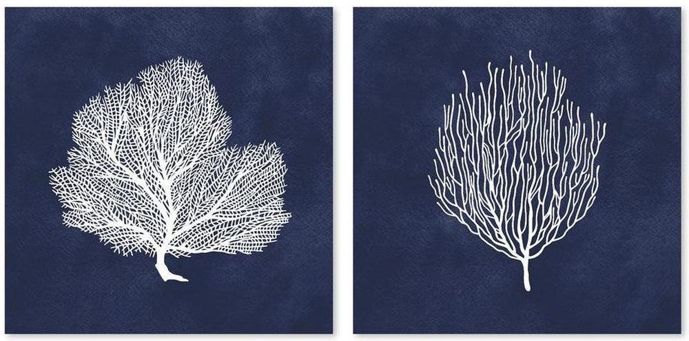 wall-art-print-canvas-poster-framed-Blue Coral, Set Of 2-by-Gioia Wall Art-Gioia Wall Art