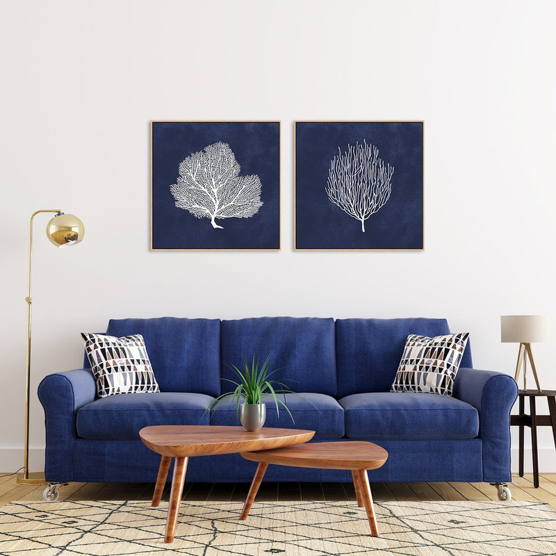 wall-art-print-canvas-poster-framed-Blue Coral, Set Of 2-by-Gioia Wall Art-Gioia Wall Art
