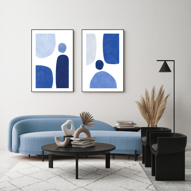 wall-art-print-canvas-poster-framed-Blue Echoes, Style A & B, Set Of 2 , By Elena Ristova-GIOIA-WALL-ART
