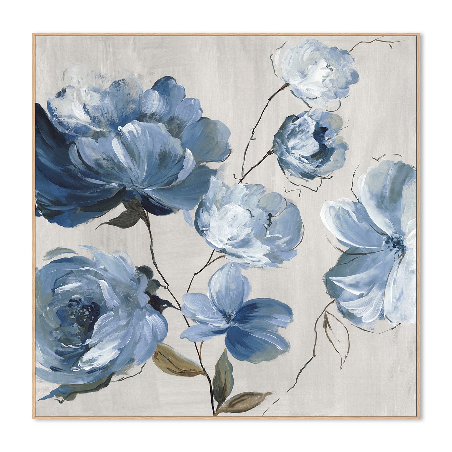 wall-art-print-canvas-poster-framed-Blue Florals Cascade , By Asia Jensen-4