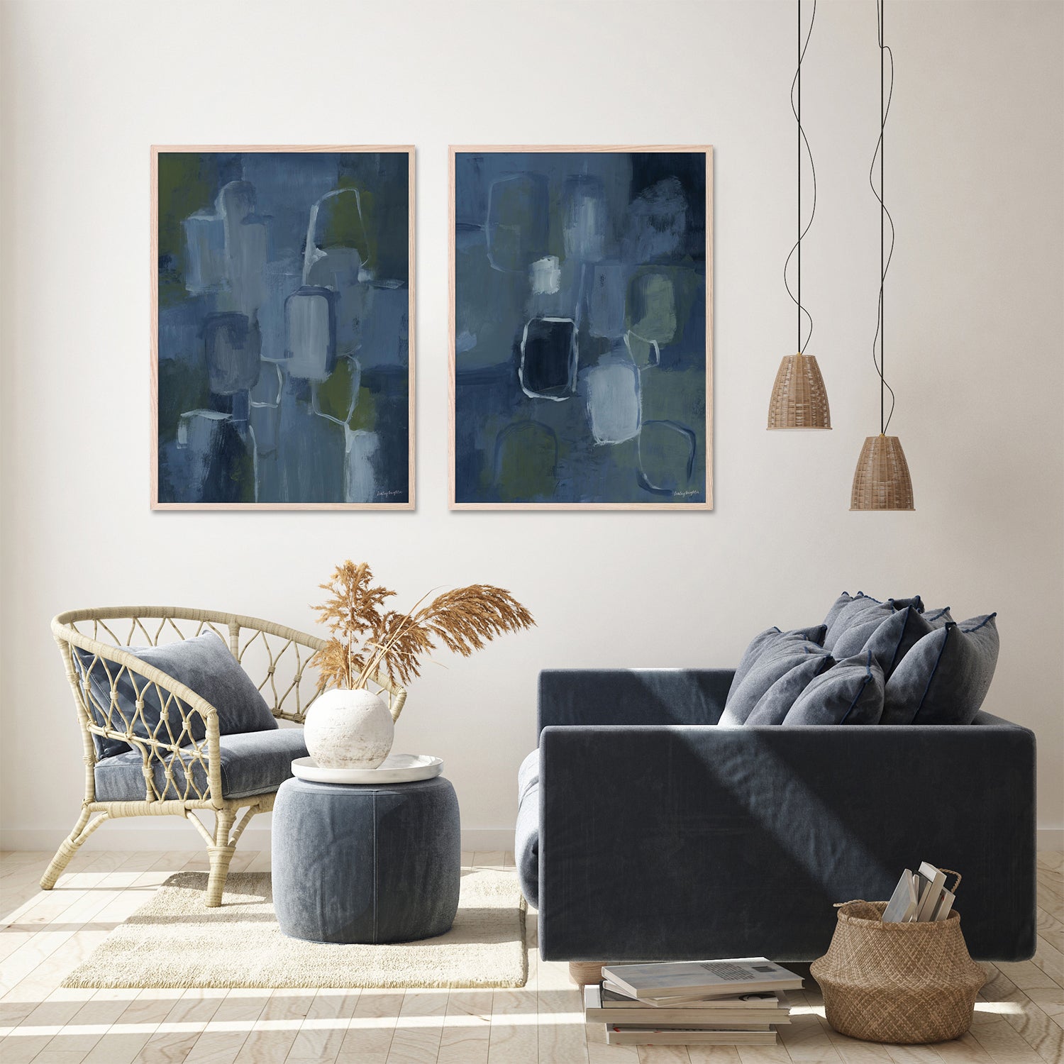 wall-art-print-canvas-poster-framed-Blue Jean Baby, Style A & B, Set Of 2-8