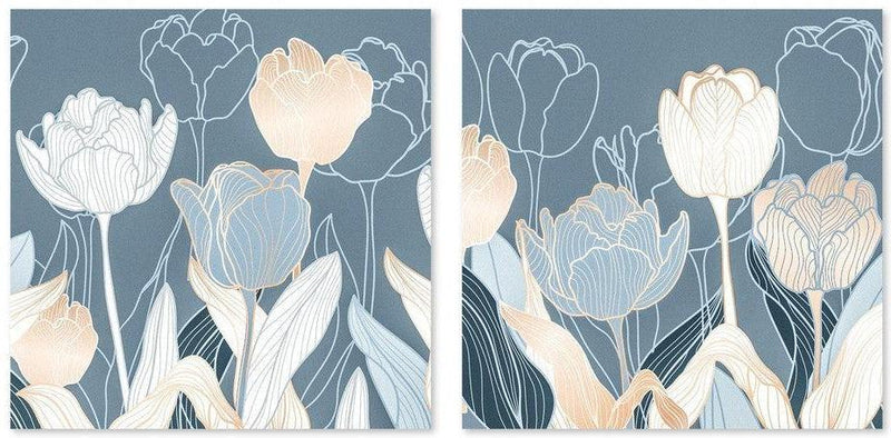 wall-art-print-canvas-poster-framed-Blue Lotus Bunch, Set Of 2-by-Gioia Wall Art-Gioia Wall Art