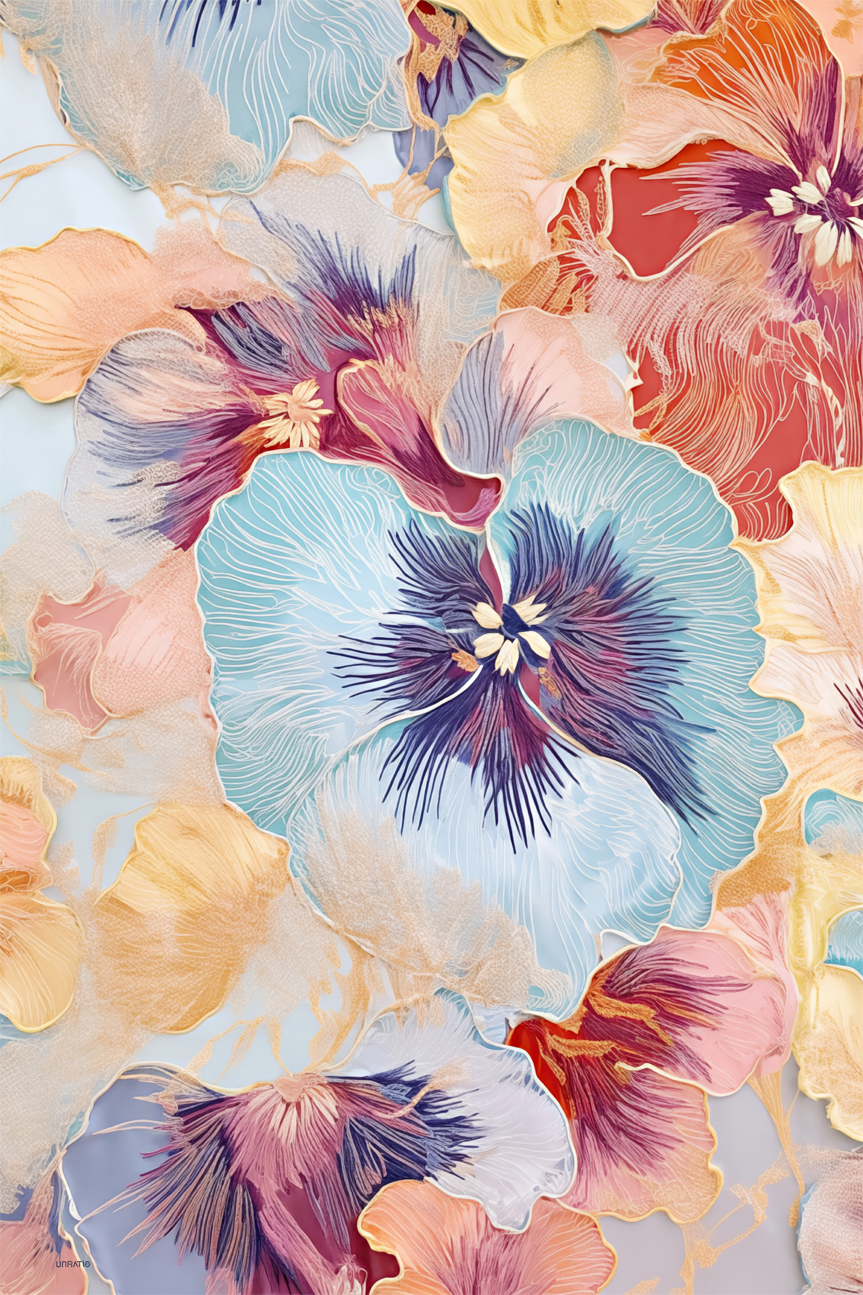 wall-art-print-canvas-poster-framed-Blue Pansies , By Unratio-1