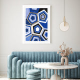 wall-art-print-canvas-poster-framed-Blue Pentagons , By Elena Ristova-GIOIA-WALL-ART