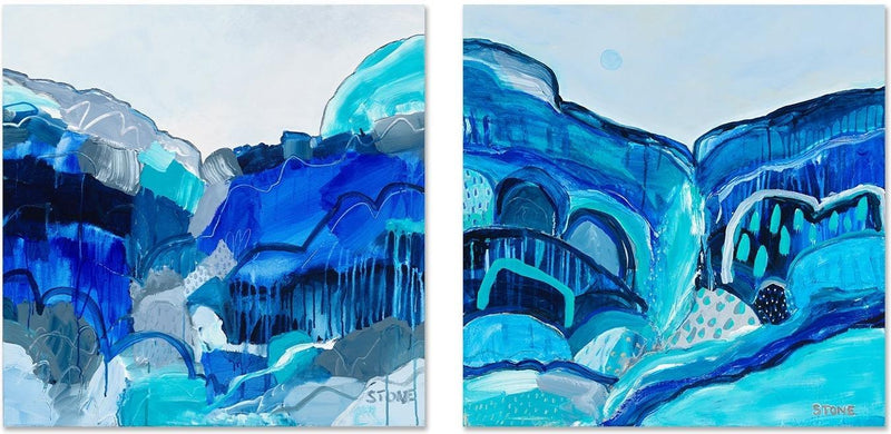 wall-art-print-canvas-poster-framed-Blue Lagoon, Style A & B, Set Of 2 , By Belinda Stone-GIOIA-WALL-ART