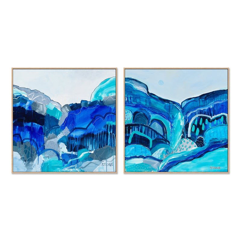 wall-art-print-canvas-poster-framed-Blue Lagoon, Style A & B, Set Of 2 , By Belinda Stone-GIOIA-WALL-ART