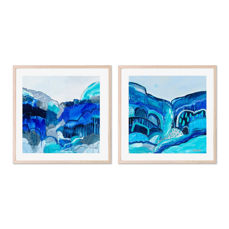 wall-art-print-canvas-poster-framed-Blue Lagoon, Style A & B, Set Of 2 , By Belinda Stone-GIOIA-WALL-ART