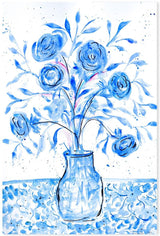 wall-art-print-canvas-poster-framed-Blue Vase Of Flowers , By Nadar Musa-GIOIA-WALL-ART