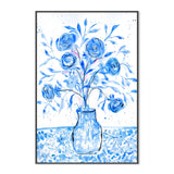 wall-art-print-canvas-poster-framed-Blue Vase Of Flowers , By Nadar Musa-GIOIA-WALL-ART