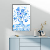 wall-art-print-canvas-poster-framed-Blue Vase Of Flowers , By Nadar Musa-GIOIA-WALL-ART