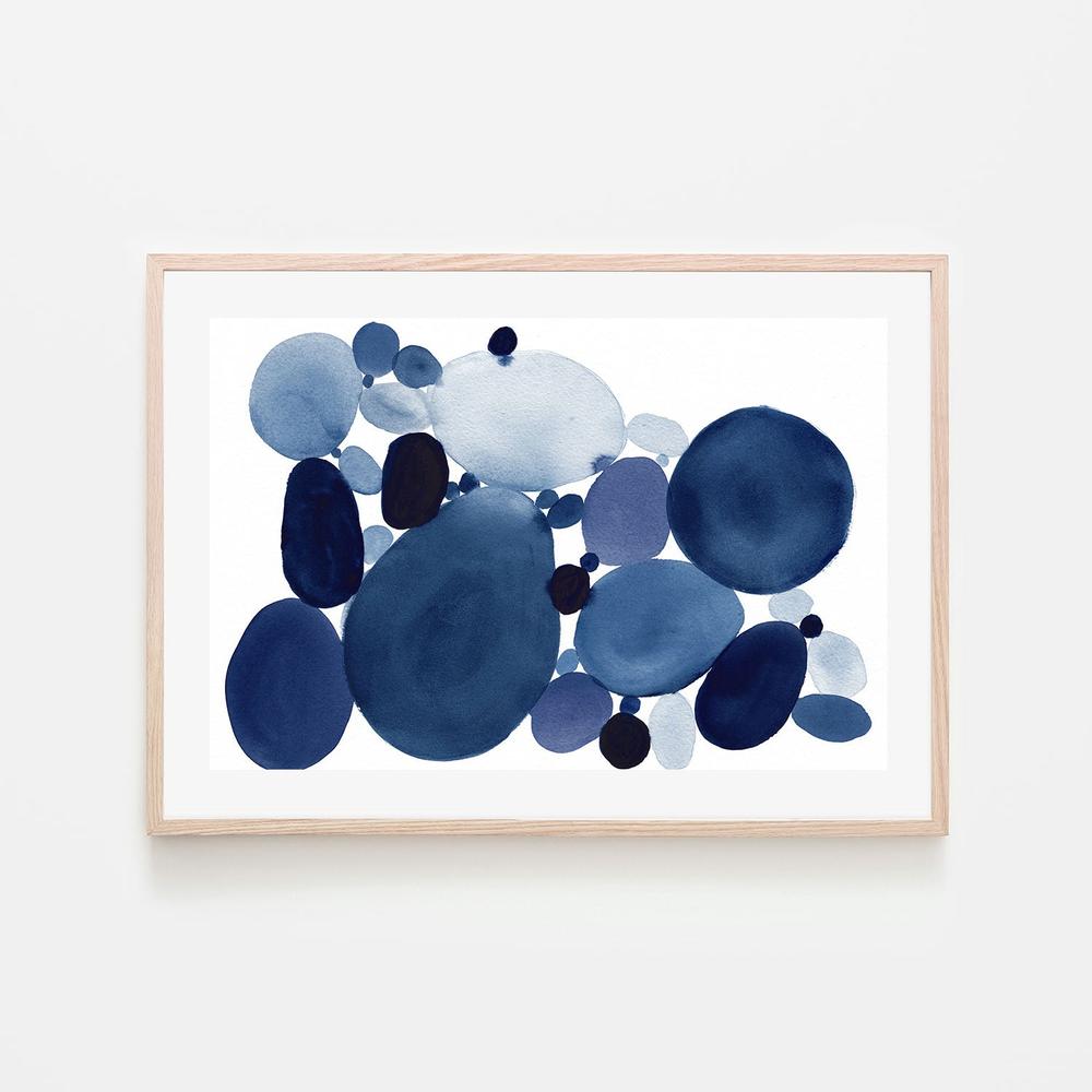 wall-art-print-canvas-poster-framed-Blue Watercolor Stones, Style B , By Danushka Abeygoda-6