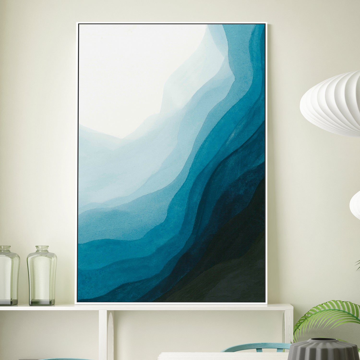 wall-art-print-canvas-poster-framed-Blue Waves of Serenity, Style A-2